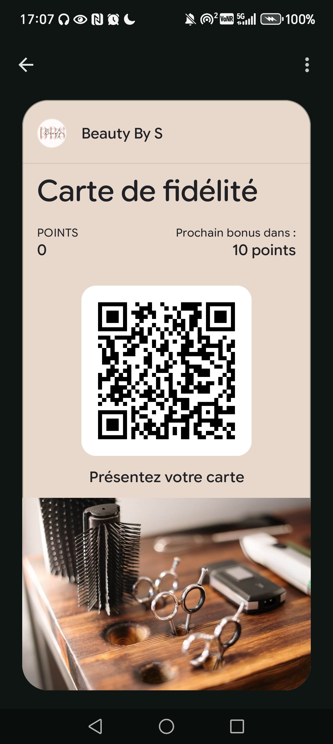 Beauty By S loyalty pass in Google Wallet on an Android phone
